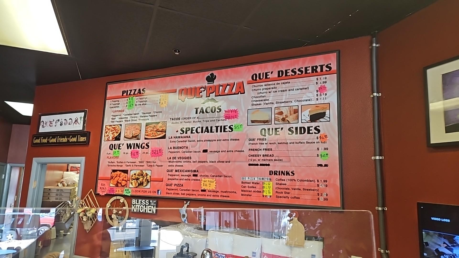 Que' Pizza Menu image 1